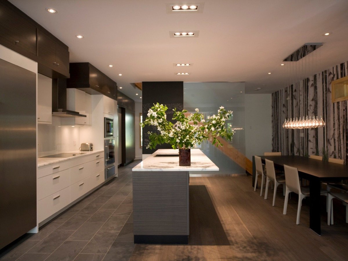 kitchen island with dining room table