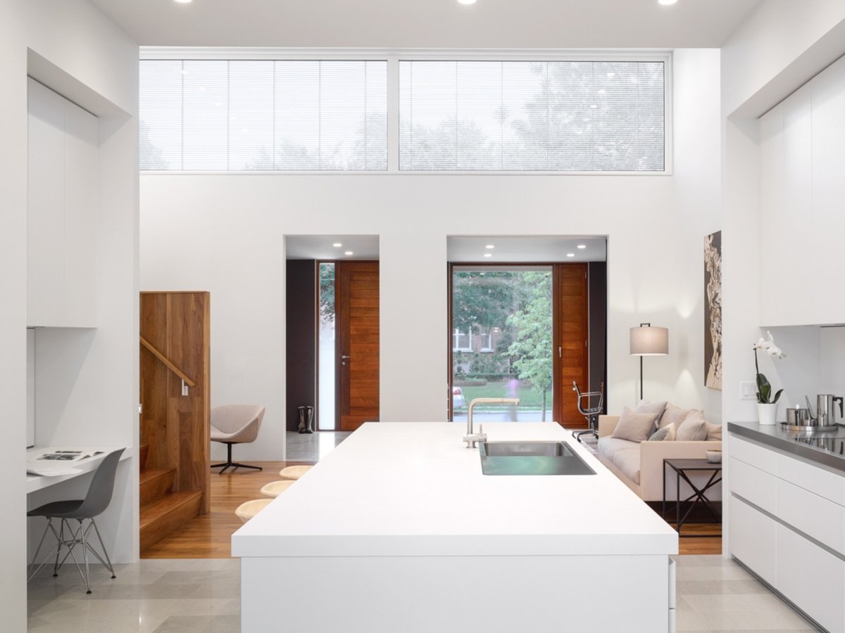 white kitchen with island and sink